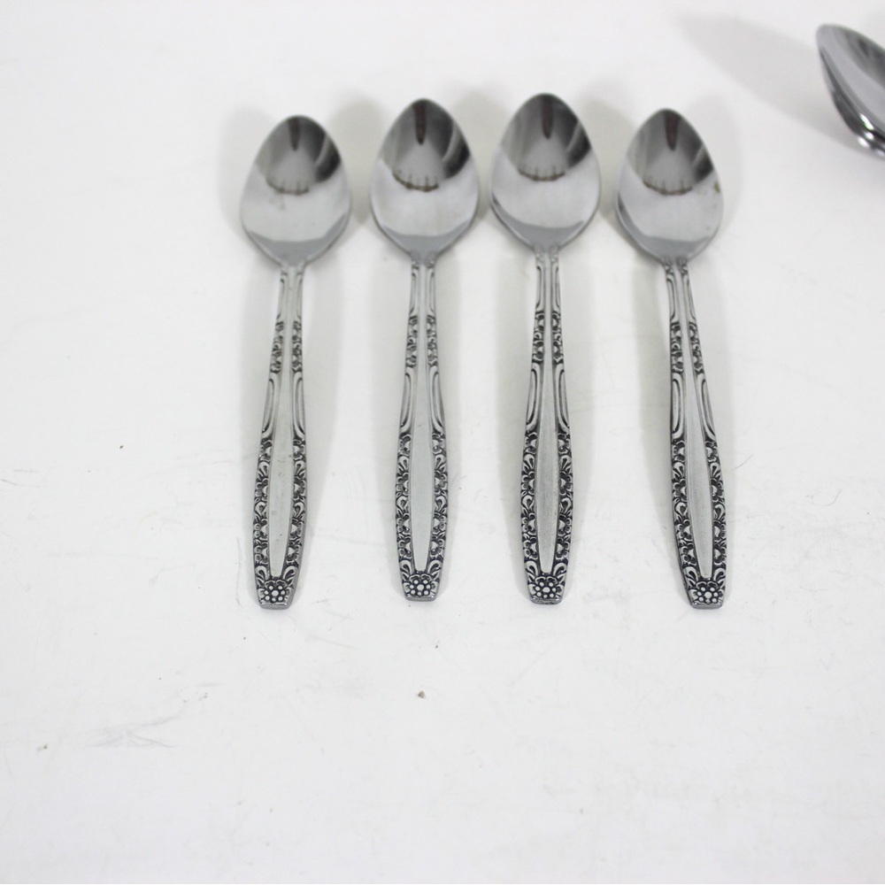 1960’s Mid Century Modern Set of Four Demitasse Tiny Stainless Steel Spoons